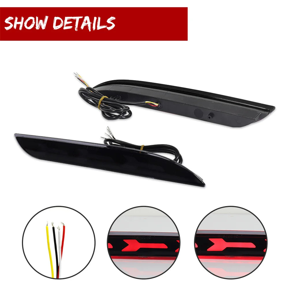 For Ford Mustang 2015-2017 Red Rear Bumper Reflector Tail Brake