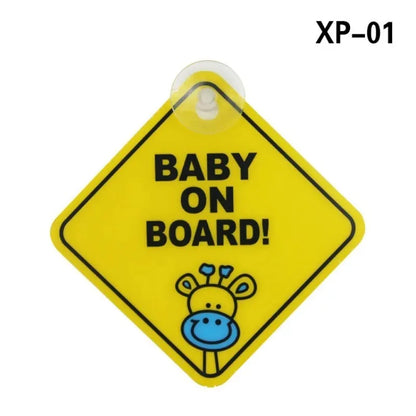 Baby On Board Safety Window Suction Cup Yellow Warning