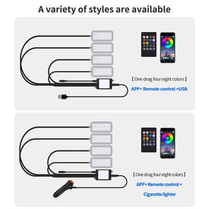 Footwell RGB Interior Atmosphere APP Remote USB Cig Lighter