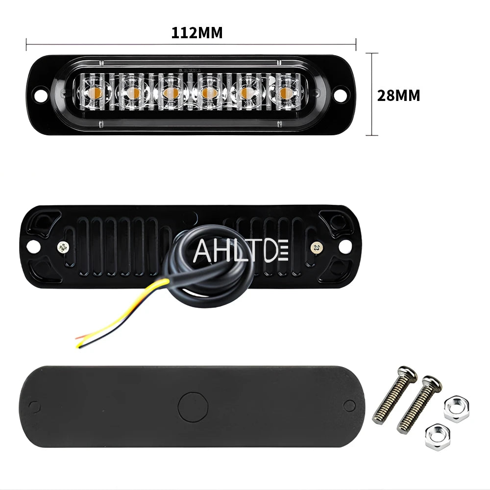 1PCS Truck Strobe Warning 6SMD Grille Flashing Side Bar