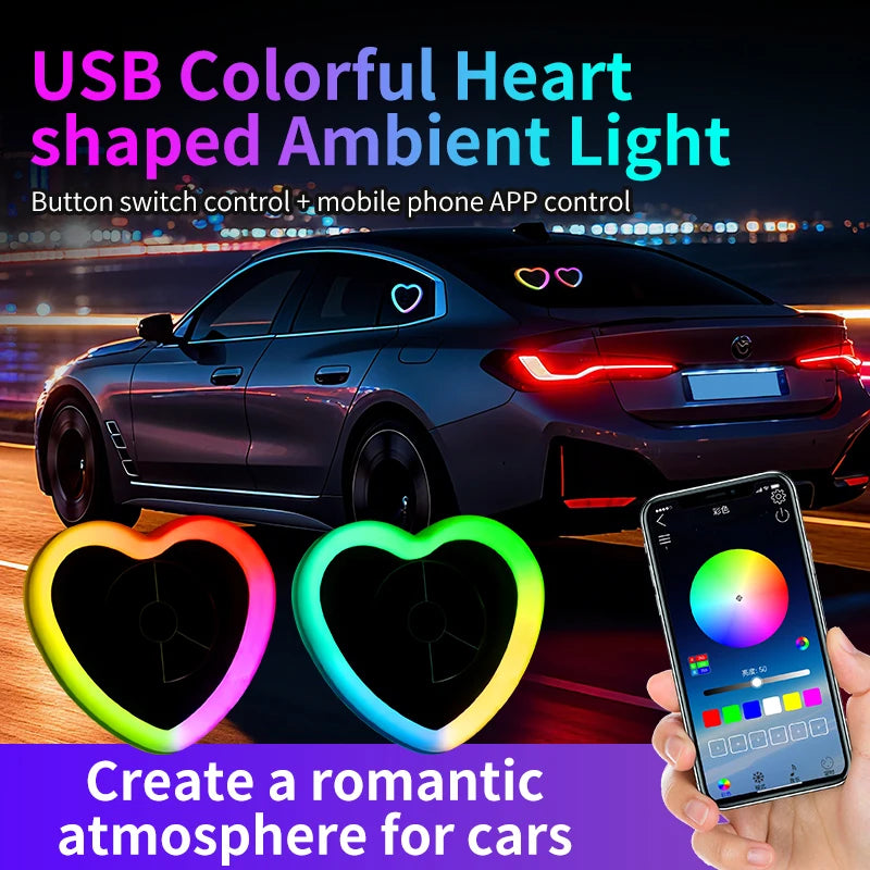 Triangular Window heart-shaped Neon Colorful Pickup USB Ambient