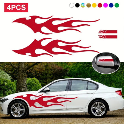 4PCS Fashion Stickers Flames Flaming Body Stripe Door Decals