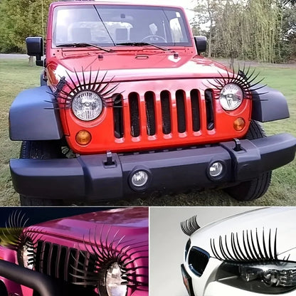 1pair 3D Black Eyelashes Stickers False Eyelash Sticker Headlight