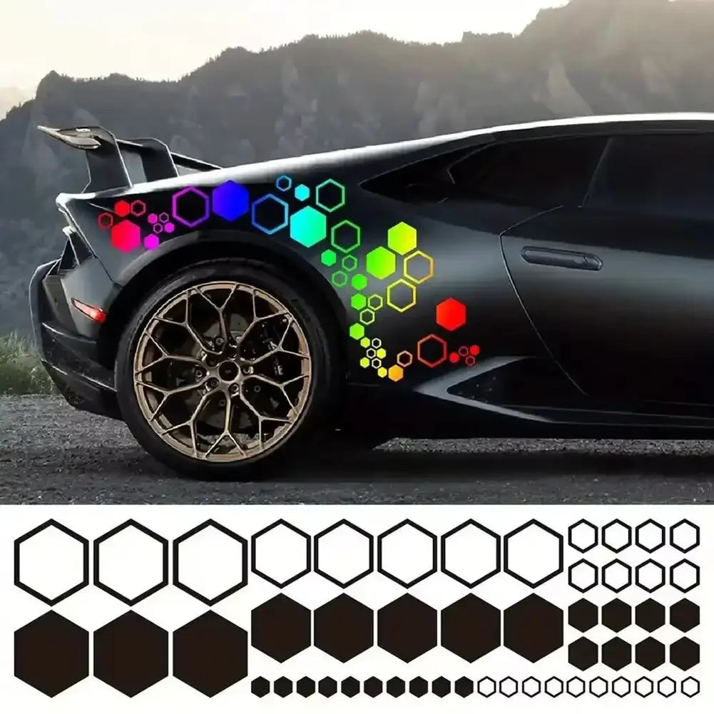 52PCS Honeycomb Vinyl Decals Large Small Combination Hexagonal