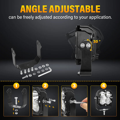 For 4X4 Auxtings 4inch 30W Cube Pod Flood Spot Combo Linkable