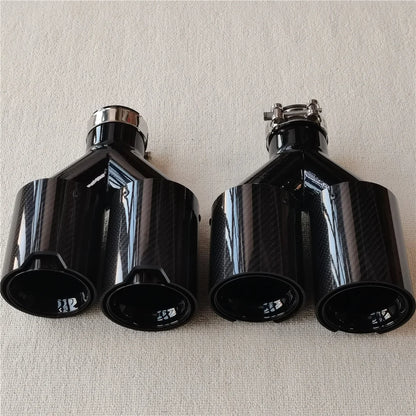 For BMW Series Pair Dual Outlet Glossy Black Carbon Muffler