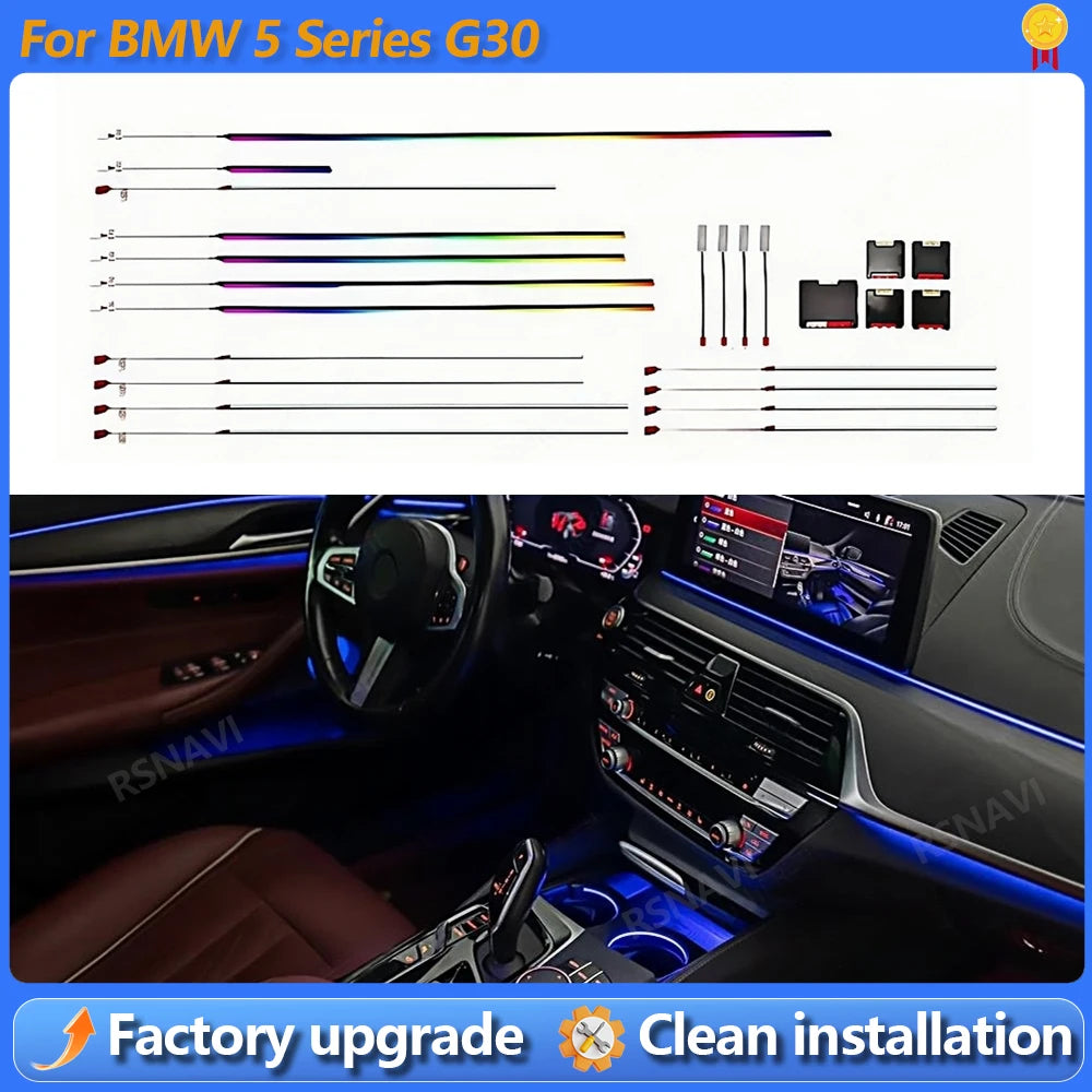 For BMW 5 Series G30 LED Colors Door Dashboard Footwell Ambient