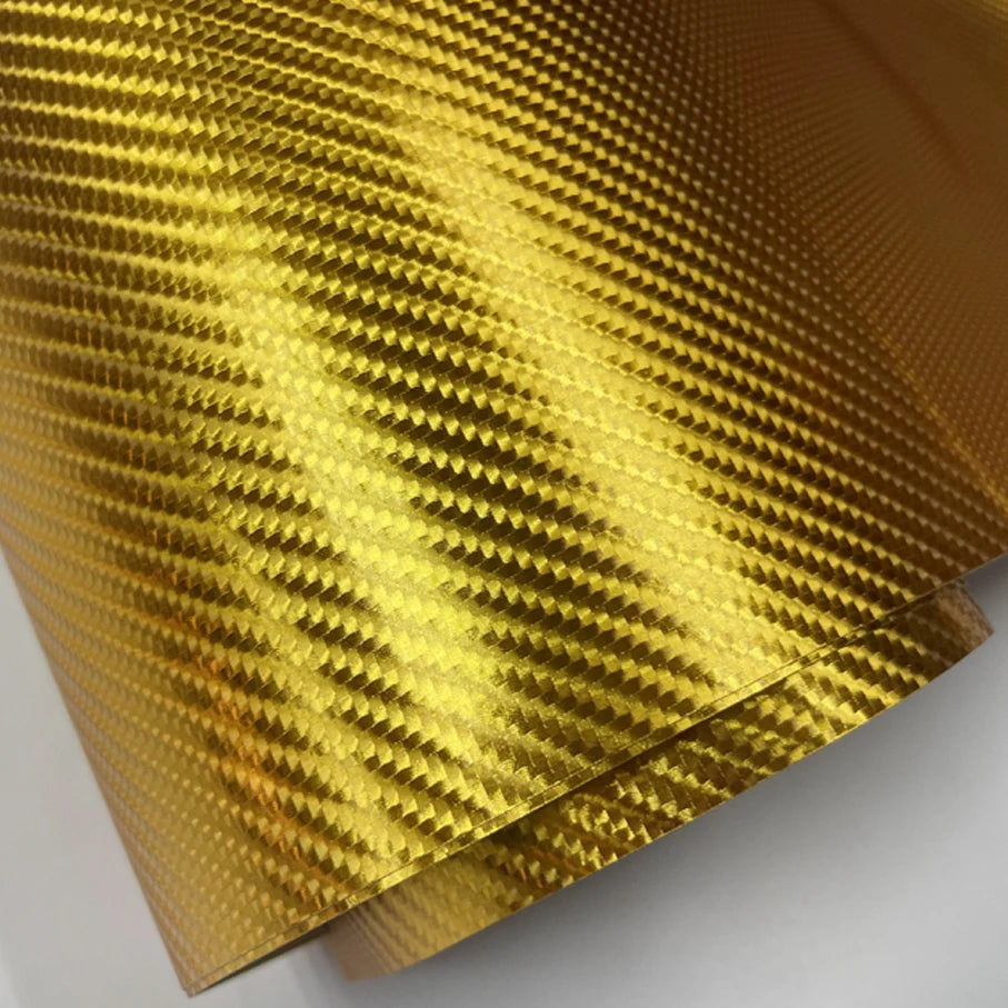 Premium Chrome 4D Golden Carbon Fiber Vinyl Film Motorcycle