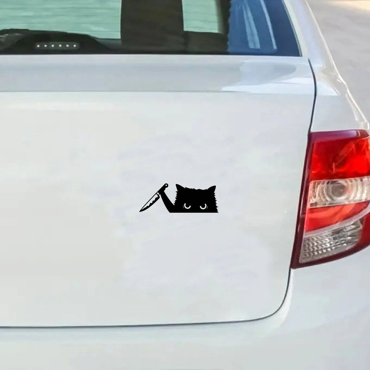 1PC 2D Flat Cat Holding A Knife Peeking Vinyl