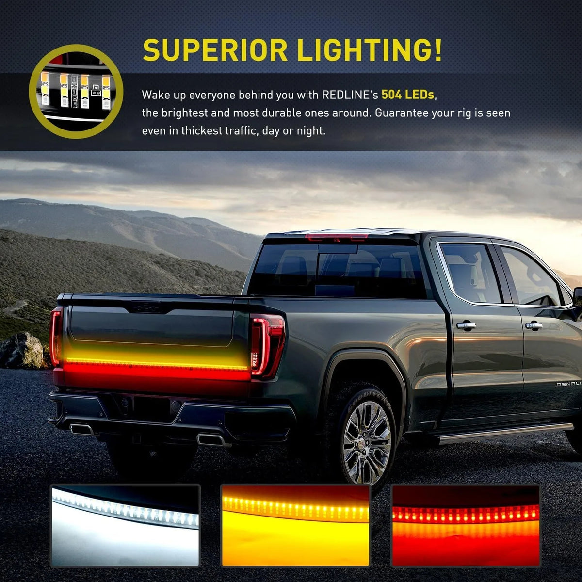 Nilight 60-inch Tailgate Bar 504 Leds Triple Row Strip