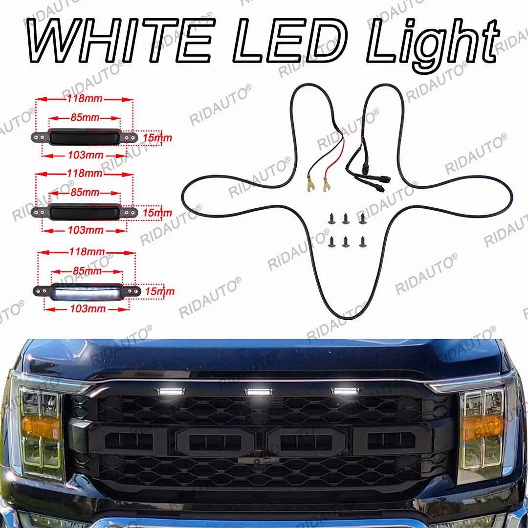 For Ford F150 2021 2022 2023 3PCS White Kit Raptor Modify Grille