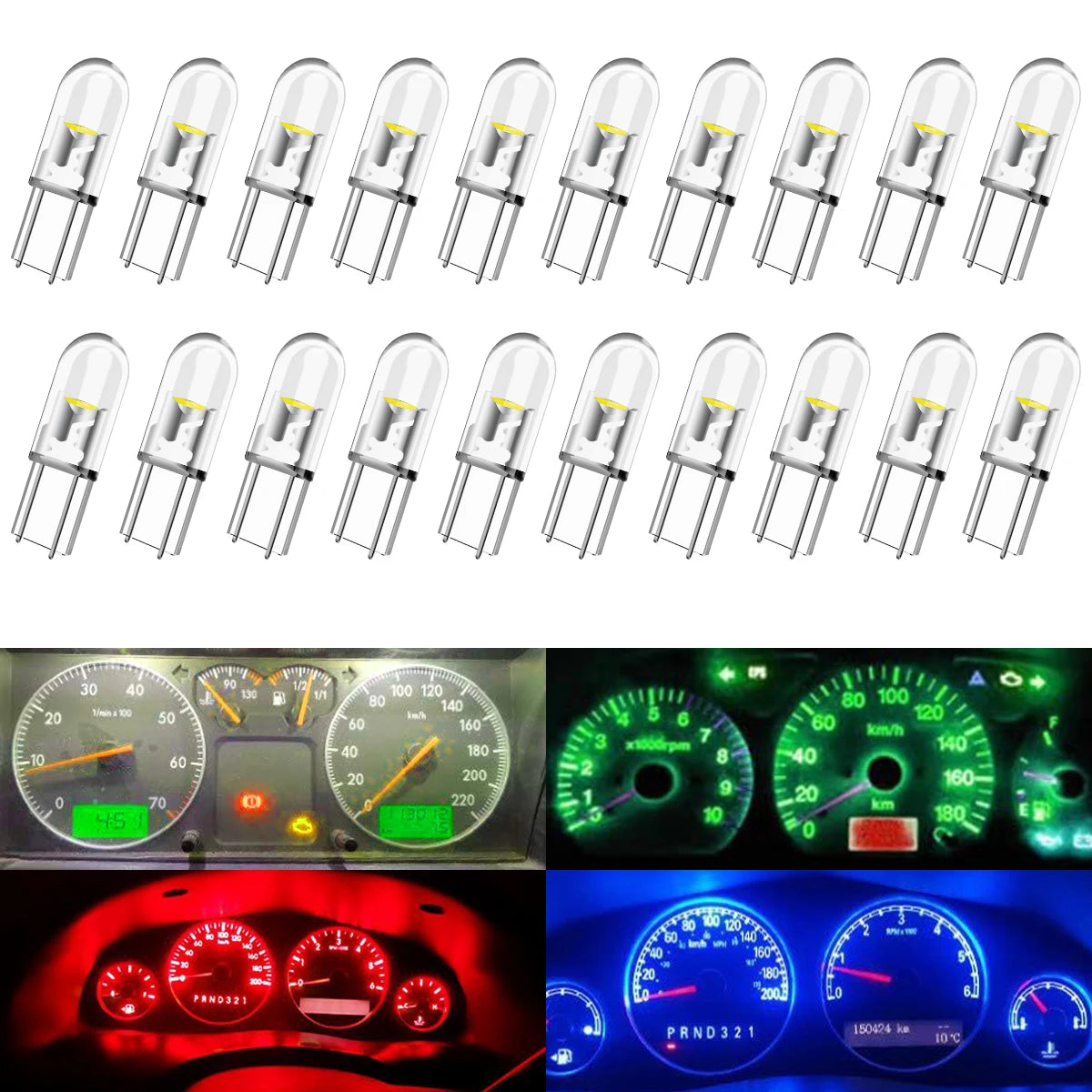 20PCS T5 W3W w1.2w Cob Bulb Dashboard Indicator Instrument