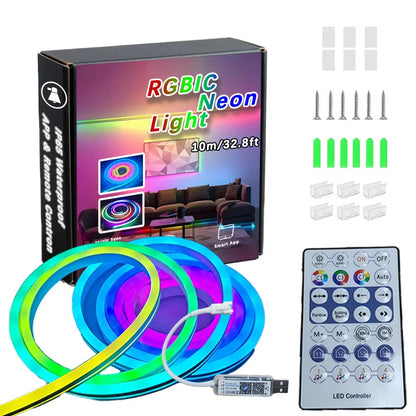 For Bedroom Living Room Tv Backlight 32.8ft 5V Smart Rgbic Neon