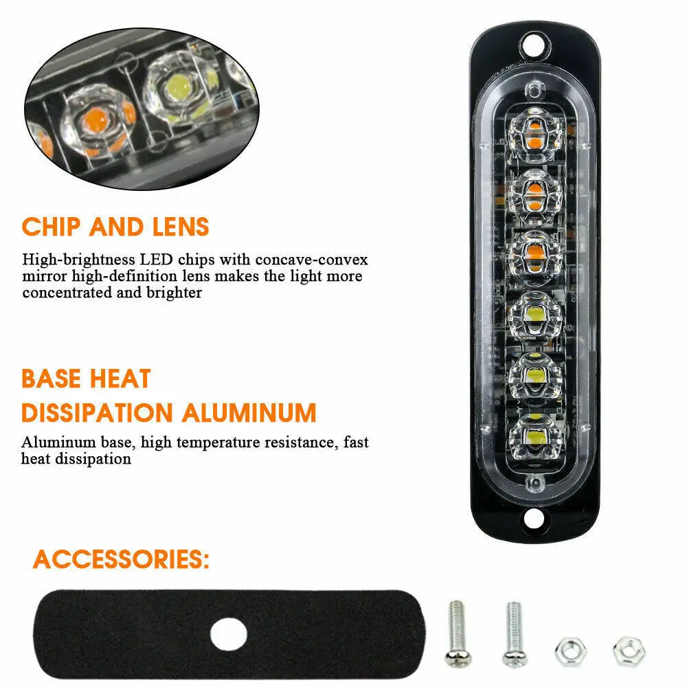 6LED Flashing Warning Strobe Trailer Trucks Vans Emergency Beacon