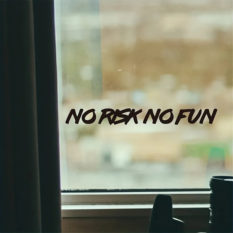 22CM 2.4cm No Risk Fun Sticker Decal Black White
