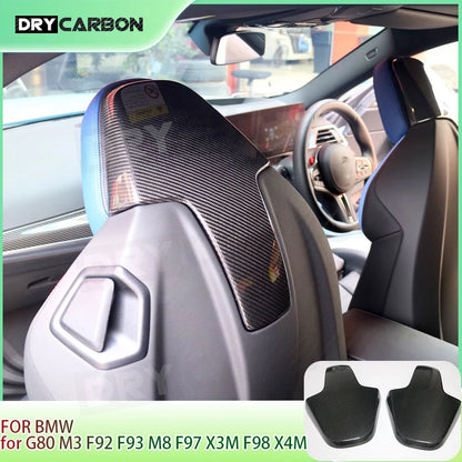 For BMW M8 F91 F97 F98 Dry Carbon SEAT Back Covers Trims Fiber