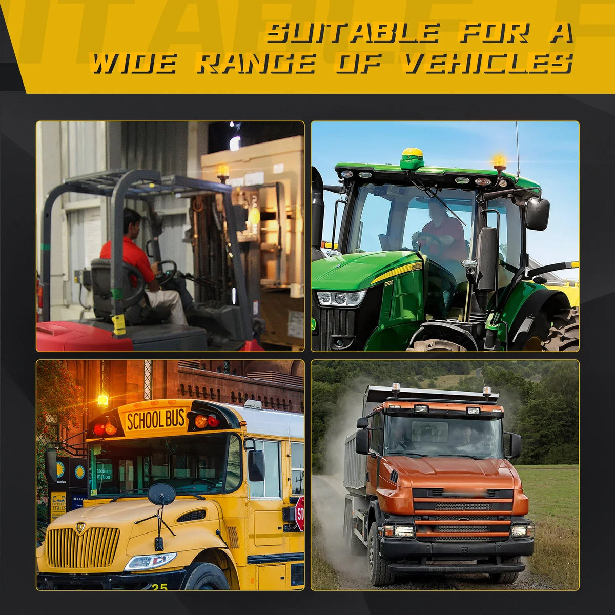 For Trialer Agricultural Beacon Yellow 1PC Strobe Truck Roof