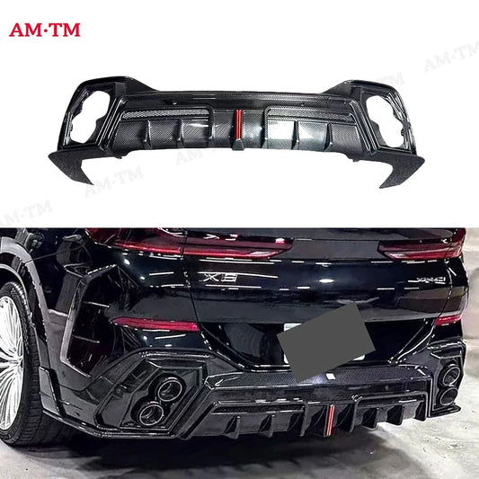 For BMW X6 G06 2023+ Carbon Fiber Rear Bumper Diffuser Splitters