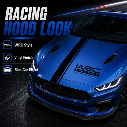 For Sedan Wrc Racing Hood Stripe Decal Black White Vinyl Bonnet