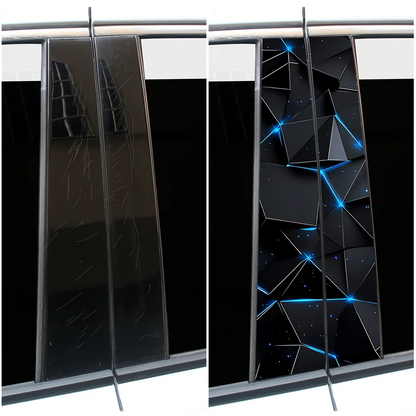 3D Geometric b-pillar Sticker Blue Tech Window Pillar Decal