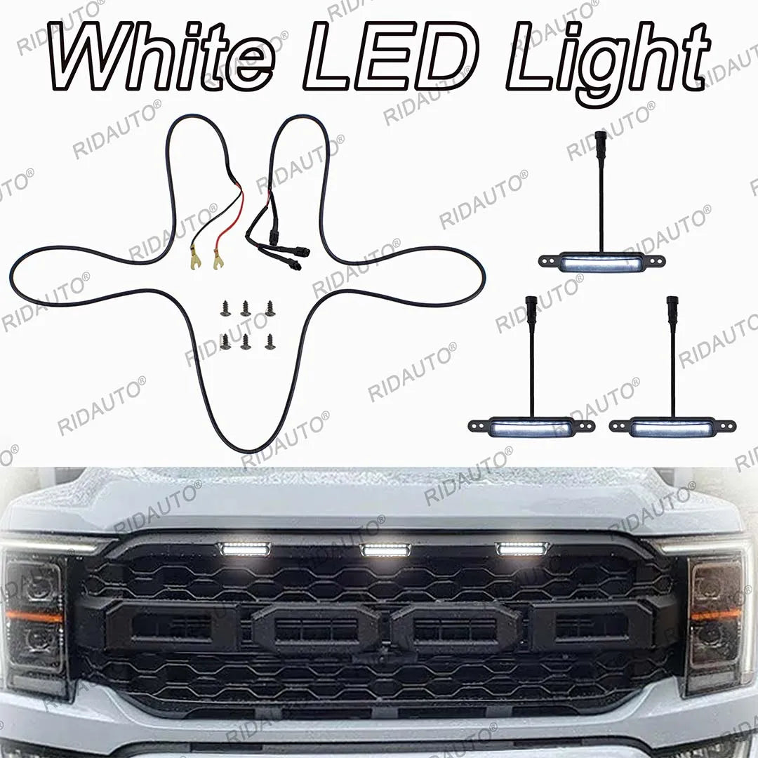 For Ford F150 2021 2022 2023 3PCS White Kit Raptor Modify Grille