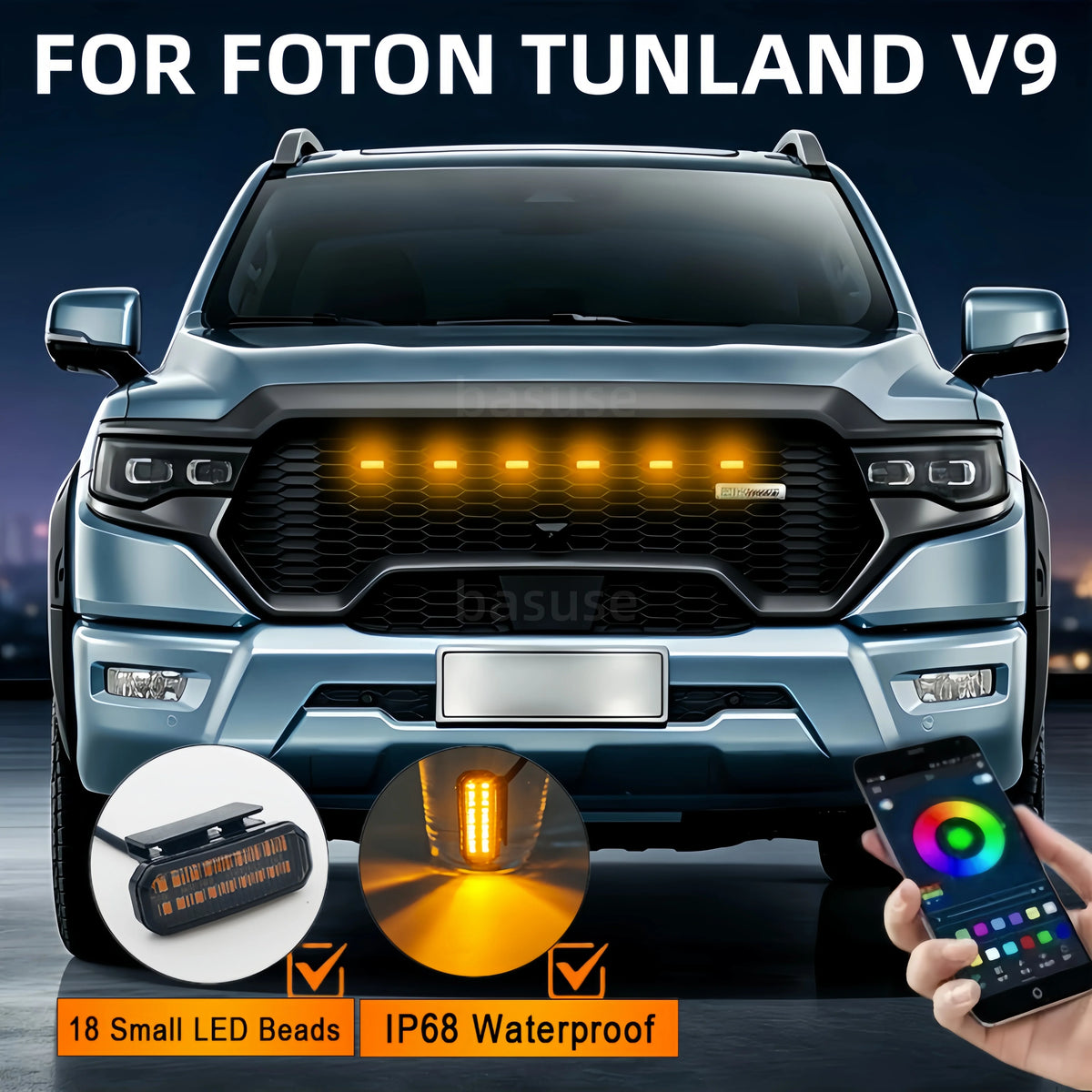 For Foton Tunland V9 LED Front Grille Safety Warning Harness