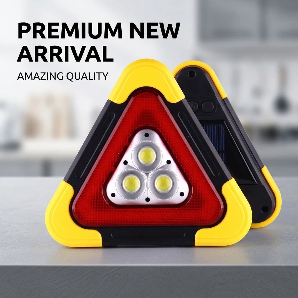 Emergency Warning Triangle Solar Powered Reflective Sign