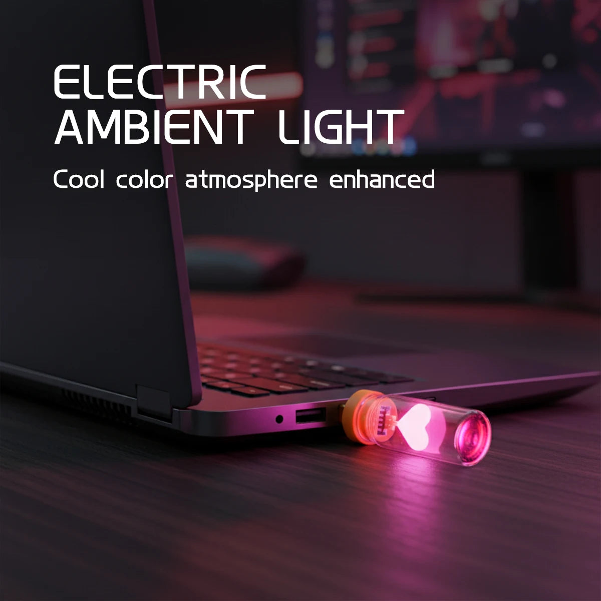 MINI USB Heart Ambient Mood Plug Play Romantic Love
