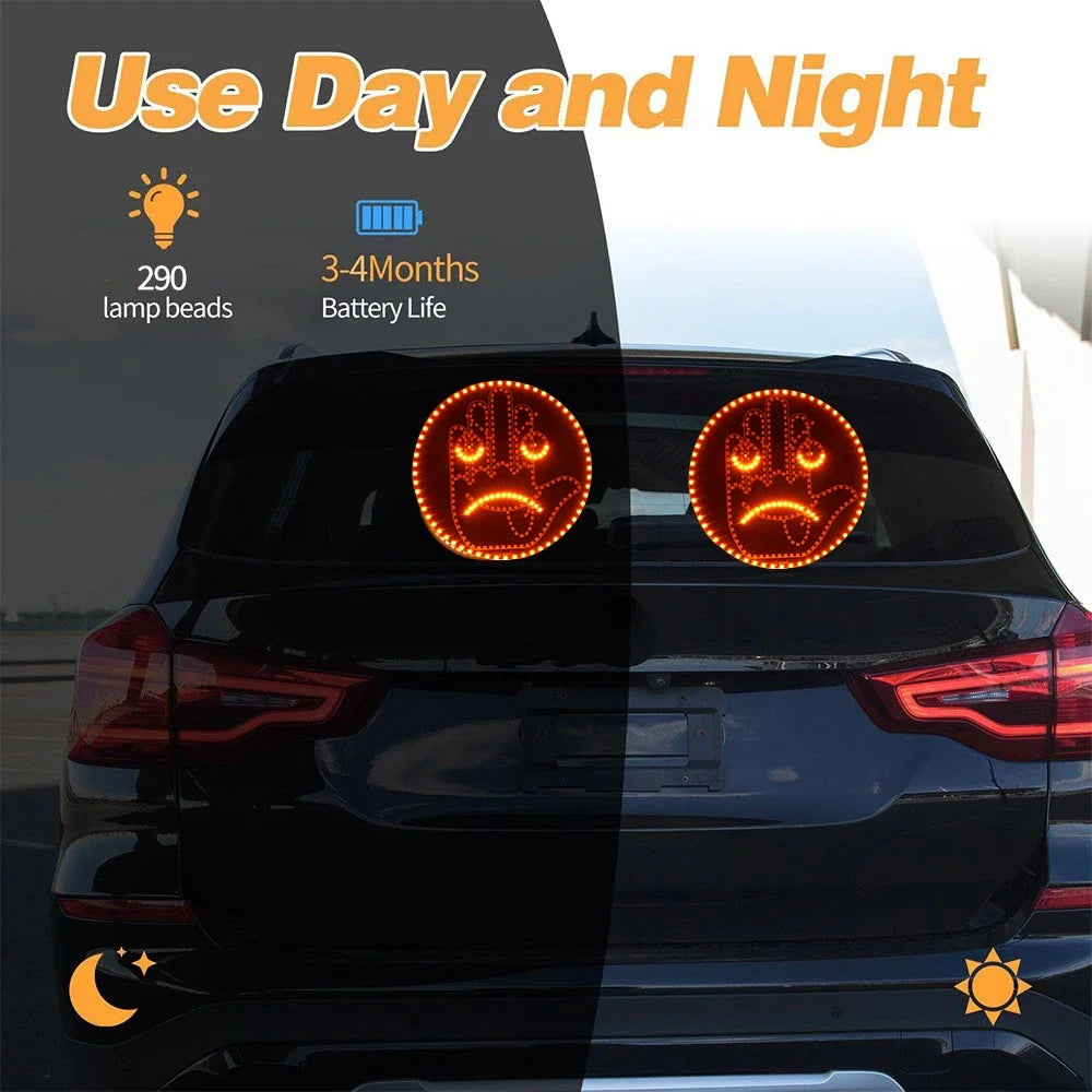 1PC Expression Fun Gesture Rear Windshield Display Sign Round