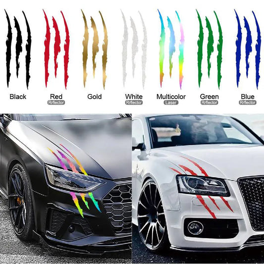 For Most 1PCS Claw Marks Headlight Decal Sticker Monster Stripes