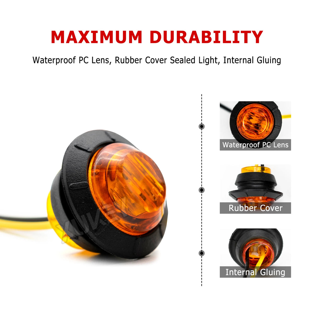 10PCS Round Side Marker 12V 24V Orange Amber Indicator