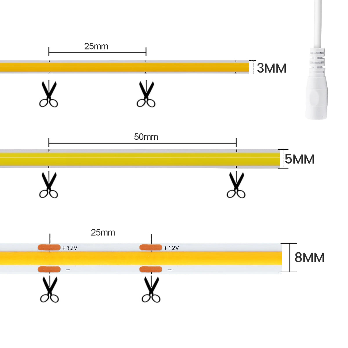 For Cabinet Home Linear Lighting Dc 5V 12V 24V Cob Strip 3MM 5MM