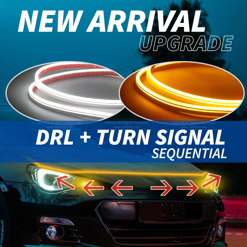 Xinfok Hood Strip Lamps Ambient Turn Signal Indicator Daytime