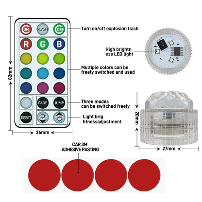 For Auto Roof Foot Atmosphere Lamp 1SET Remote Control Interior