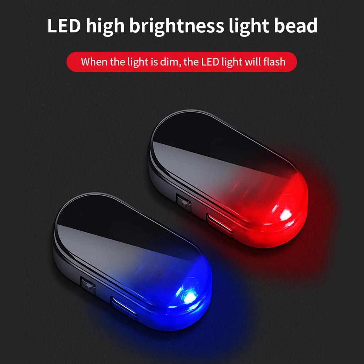1PCS Solar Powered Fake Security Blue Red Simulated Wireless