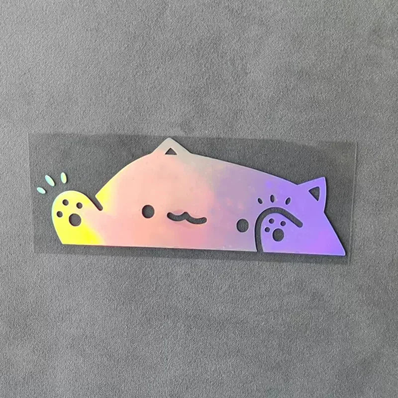 Colorful Laser Cute Cat Sticker Kitten Knocking On Window