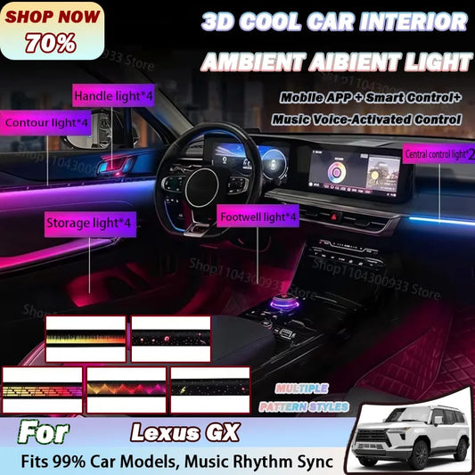 For Lexus Gx LED Interior Ambient Strip RGB Fiber Optic