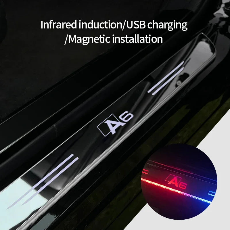 For Audi A1 A3 A4 A5 USB Luminous Logo Moving Welcome Pedal Door