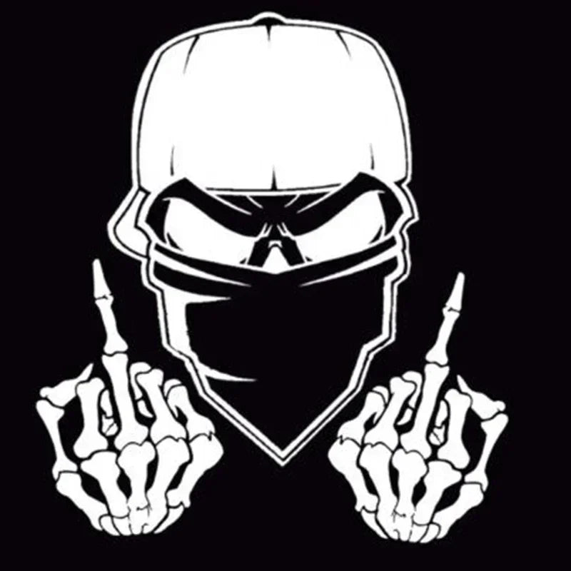 Sticker Window Decal Truck Outdoor Skull F U Middle