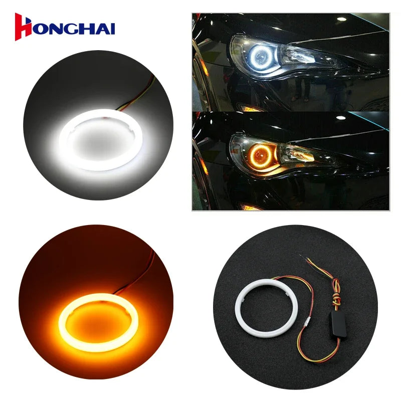 1PC Angel Eyes Bulb Ring Fog White Yellow Turn