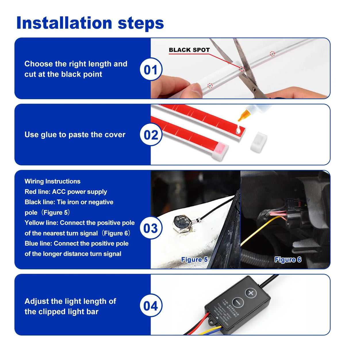 Car Accessories Lights Car Hood Strip Light Control Neon Strip Daytime Running Led Decoration Lamp Auto Headlights Water