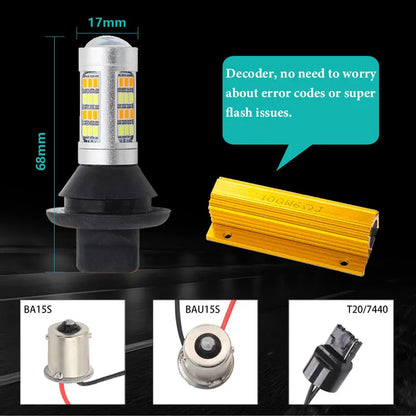 42LED T20 W21W wy21w 7440 ba15s bau15s 1156 P21W