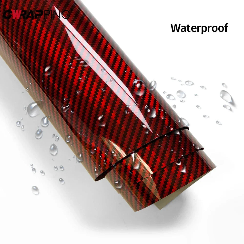 For Motorcycle Carbon Fiber Film Laser Stickers Red Glossy Vinyl