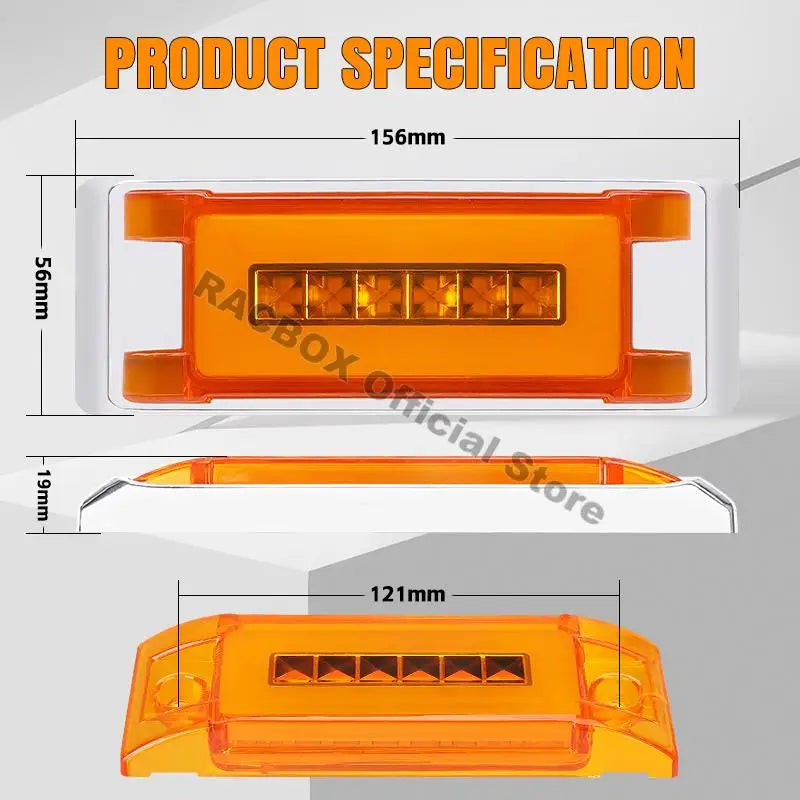 For Offroad Yellow Square Halo Side Marker Truck Trailer Rv Lorry