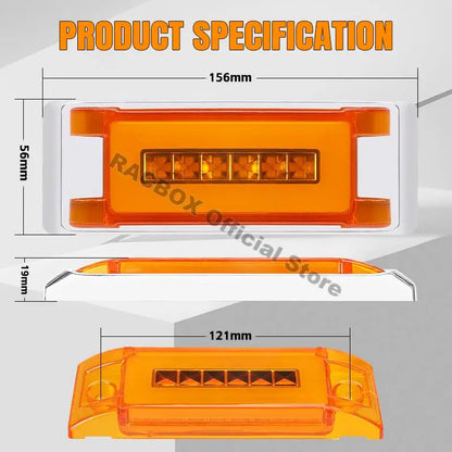 For Offroad Yellow Square Halo Side Marker Truck Trailer Rv Lorry
