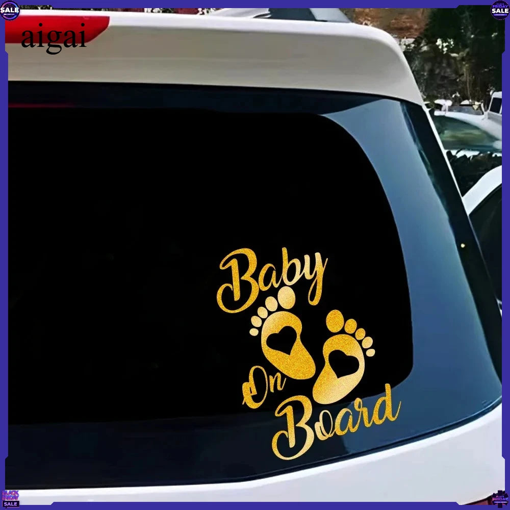 Baby On Board Warnning Reflective Sticker Cute Foot Step