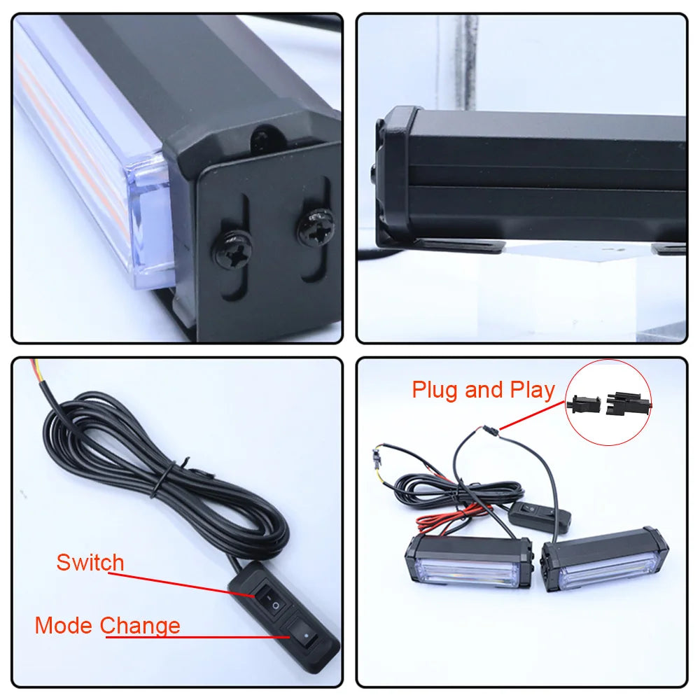 For Vehicles In Cob Grille Strobe 12V Flashing Beacon Amber