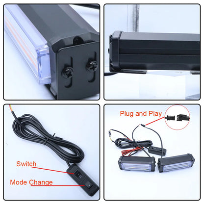 For Vehicles In Cob Grille Strobe 12V Flashing Beacon Amber