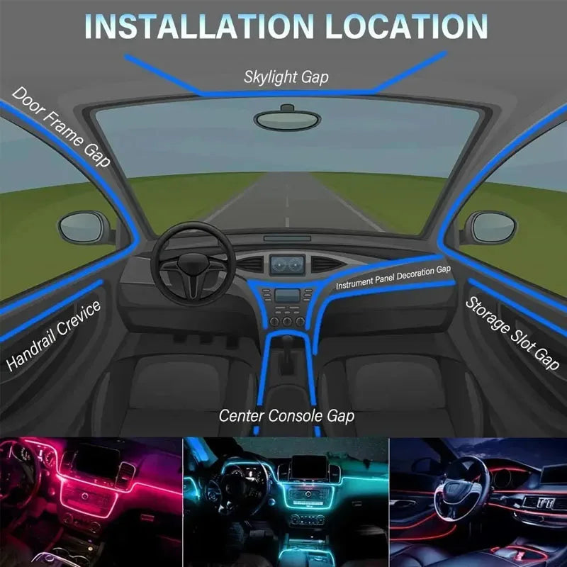 Interior Atmosphere RGB Strip Neon Invisible USB Fiber Optic