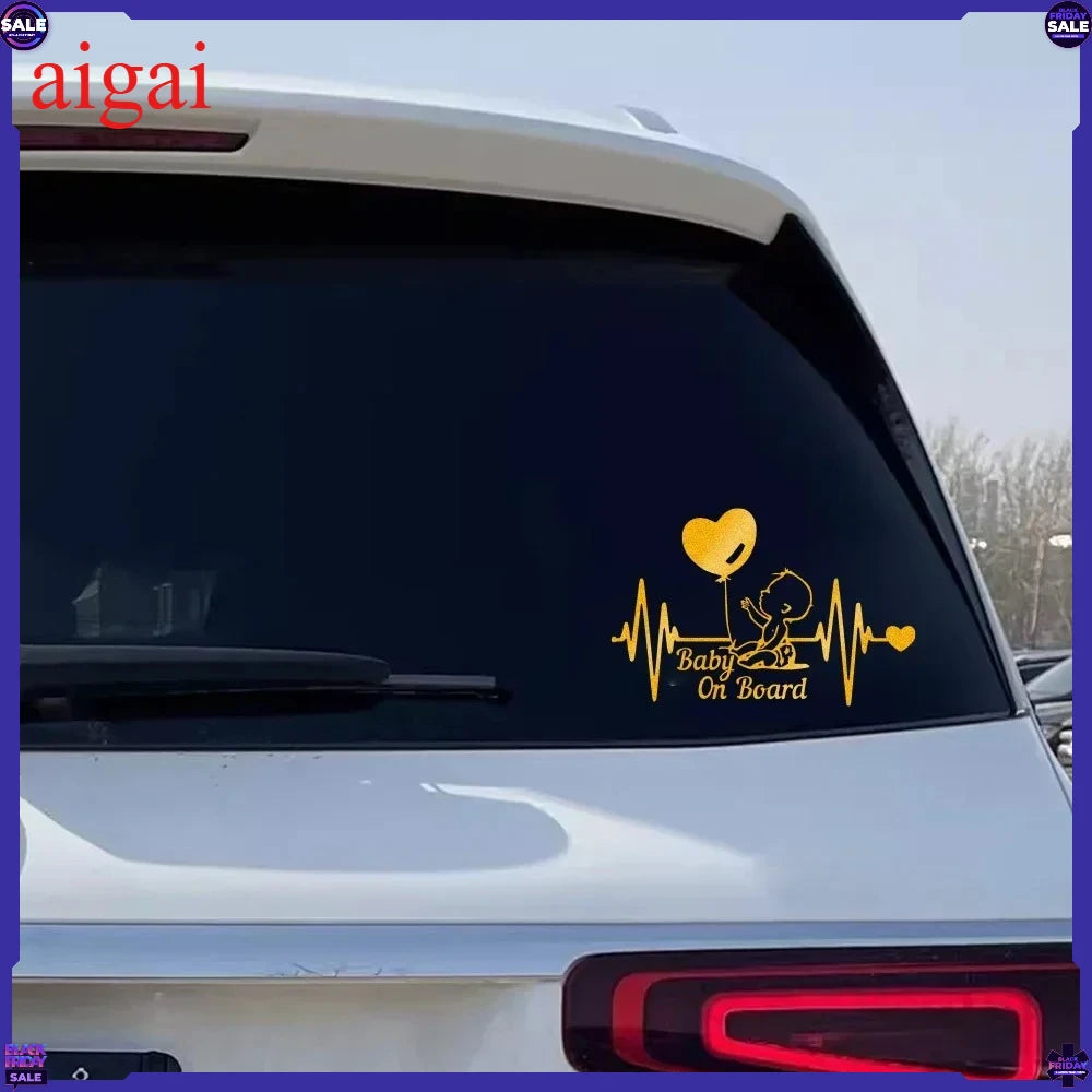 Heartbeat Balloon Baby On Board Sticker 3D Cartoon In